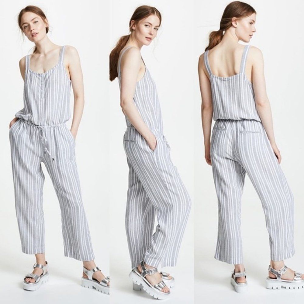 Rails Brooklyn Caldas Stripe Linen Blend Jumpsuit M